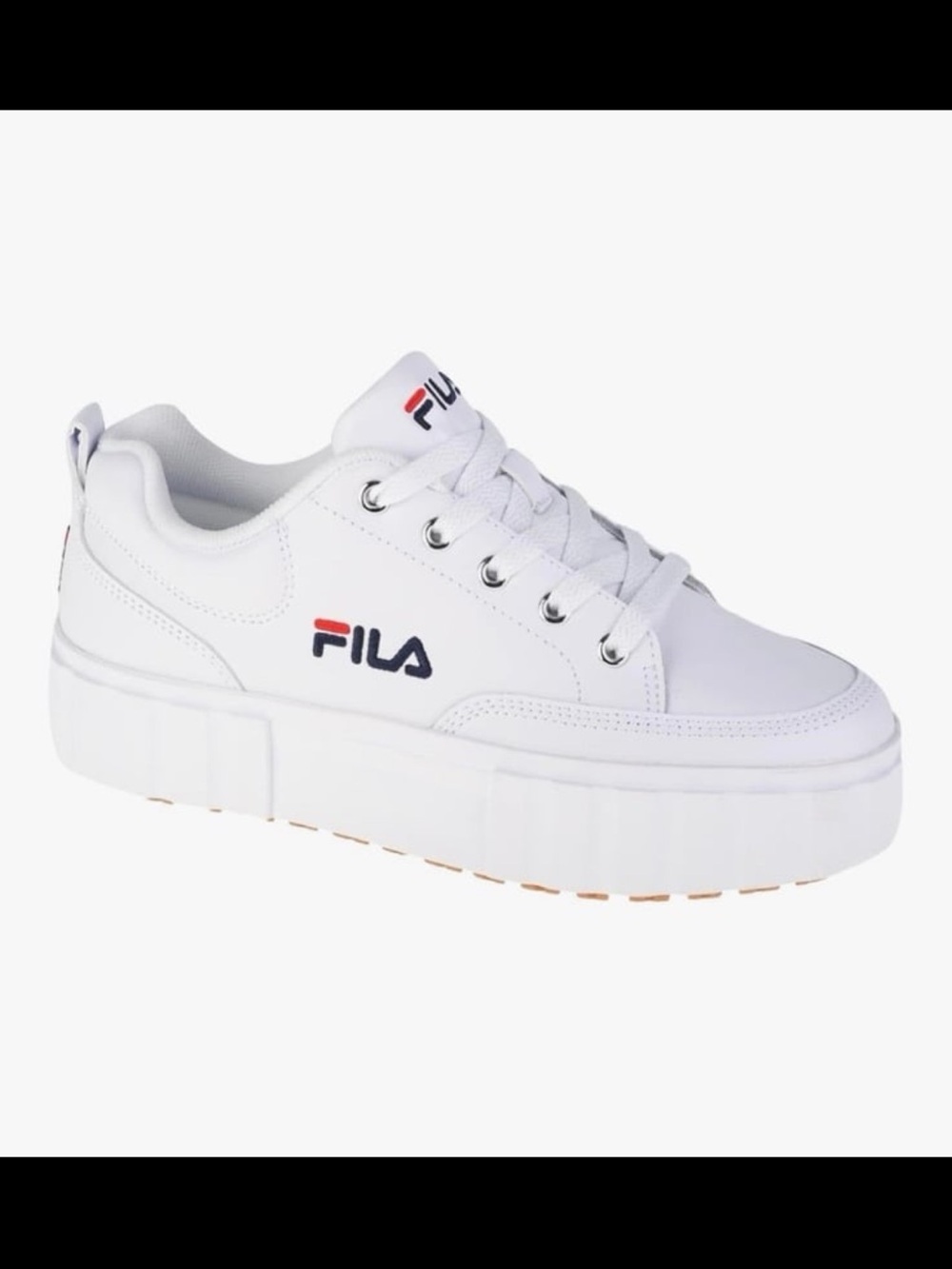 Fila White Platform Lace-Up Sneakers with Navy & Red Logo - Picture 2 of 3